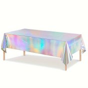 Resim Halloween, Noel, 1 adet Floresan Plastik Masa Örtüsü Tek Kullanımlık Gökkuşağı Masa Örtüsü Holografik Folyo Dikdörtgen Masa Örtüsü Doğum Günü Disko Bayan Düğünü Gökkuşağı Parti Süslemesi 137.16 cm X 274.32 cm 