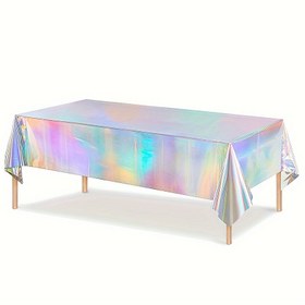 Resim Halloween, Noel, 1 adet Floresan Plastik Masa Örtüsü Tek Kullanımlık Gökkuşağı Masa Örtüsü Holografik Folyo Dikdörtgen Masa Örtüsü Doğum Günü Disko Bayan Düğünü Gökkuşağı Parti Süslemesi 137.16 cm X 274.32 cm 