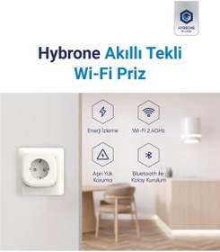 Resim Hybrone Akım Korumalı Wi-Fi Akıllı Priz, 2li Set, Enerji İzleme, Çocuk Kilidi, Uygulama ile Kontrol 