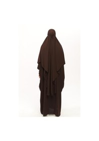 Resim Altobeh Sultanbaş Nikaplı Çarşaf Cilbab Khimar Abaya Kolu Lastikli Hakim Yaka Peçeli Ferace Medine İpek Kahverengi 1412-12-s-m Kahverengi 