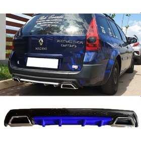 Resim Renault Megane 2 Sw Uyumlu Mavi Difüzör Çiftli Kare Egzoz Görünümlü D Tip Difizör 2002 - 2009 