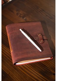 Resim Kişiye İsme Özel Hakiki Deri A5 Defter / Ajanda Rose 