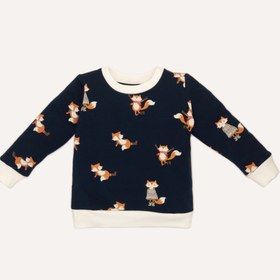 Resim bebizu Tilki Desenli Lacivert Bebek Sweatshirt 