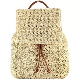 Resim Fochsia Kadın Bohem Çanta Bej - Hafif Ayarlanabilir Askılı Sırt Çantası Plaj Seyahat İçin Bej 