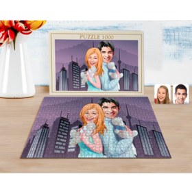 Resim Bk Gift Kişiye Özel Sevgililer Karikatürlü 1000 Parça Profesyonel Puzzle-87 