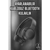 Resim Techno Stock Kulak Üstü Kablosuz Bluetooth Kulaklık Gürültü Önleyici Uzun Şarj Süreli 