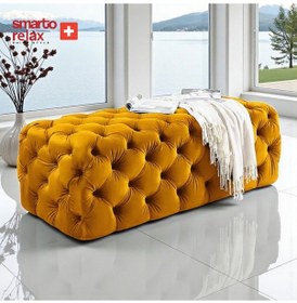 Resim Smarto Relax Puf Soglio Ayaksız Kapitoneli Dekoratif 100x100x45 Cm Sarı Sarı 