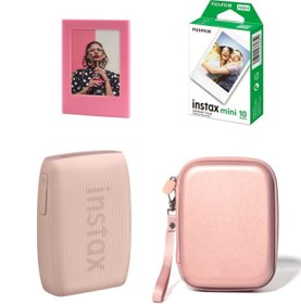 Resim Fujifilm Instax Mini Link 3 Akıllı Telefon Yazıcısı Çantalı 10'lu Mini Filmli Mıknatıslı Çerçeve Set 99 Pembe 