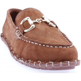 Resim Dgn 600-23y Kadin Dikiş Detayli Metal Tokali Loafer Ayakkabi 600-2109-R1783 Taba 