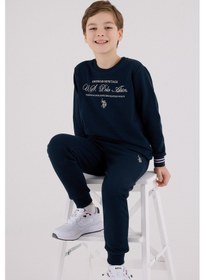 Resim U.S. Polo Assn. Lisanslı Erkek Çocuk Alt Üst 2 Parça Eşofman Takımı Us2225 Lacivert 
