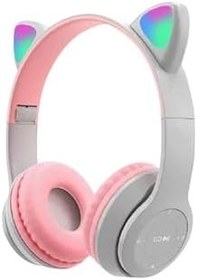 Resim Teknosepetim Kablosuz Bluetooth 5.0 Led Işıklı Kedili Şık Kulaklık Hediye Çocuk Oyuncu, Gri 