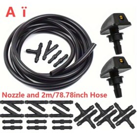 Resim Gateesat Siyah 2 Delikli Evrensel Araç Ön Cam Yıkama Nozulu Pvc Malzeme 