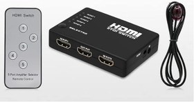 Resim Hdmi Çoklayıcı Çoğaltıcı Switch 5 Port Kumandalı Ir Alıcılı 