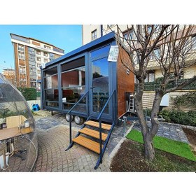 Resim 300 X 500 Teras Evim Tiny House Ahşap Desen Fugalı Betopan Kendinden Çatılı Tek Oda Giyotin Pencere 