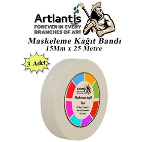 Resim Maskeleme Bandı Kağıt Bant 15 Mm 25 Metre 3 Adet Boya Bantı Maskeleme Kağıt Bant Duvar Yağlı Boya Badana 