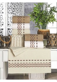 Resim Mağazanisan 6'lı Lüx Kahve-Krem El Yüz Havlusu Seti 