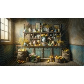 Resim Venspor Rustik Mutfak Temalı Arkaplan 200X150CM Fon Duvar Örtüsü 