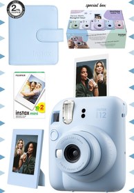 Resim Fujifilm Instax mini 12 Mavi Fotoğraf Makinesi-20'li Film-Çerçeve ve Kare Albüm Seti 
