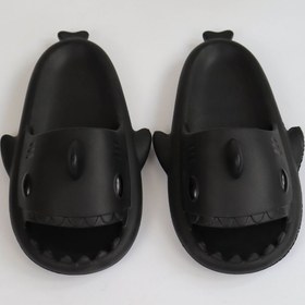 Resim mikudesign Köpekbalığı Siyah Unisex Tam Ortopedik Terlik Shark Slides 