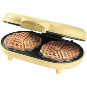 Resim Bestron Çift Kalp Waffle Makinesi, 700W, Yapışmaz Kaplama, Sarı Renk, Mükemmel Waffle Keyfi 