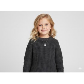 Resim CLOUDY WEAR&DESİGN Kız Çocuk Bisiklet Yaka Selanik Örgü Triko Kazak (2-13 Yaş) 