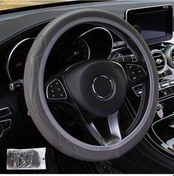 Resim Gri Evrensel Oto Araba Direksiyon Kapağı Deri Nefes Alabilir Kaymaz 38cm 