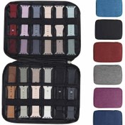Resim Watch Band Organizatör Kutusu Polyester Malzeme | Premium Depolama Çantası Elastik Kayışlar ve Kapak Kilidi Tasarımı için iWacth ve Sumsung Saat Bandı Organizatörü vb. | Tüm Saat Bantları, Seyahat ve Günlük Kullanım Saat Aksesuarları için Kompakt Hafif Organizatör Kılıfı 