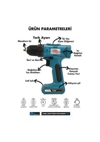 Resim Assur ASR002 12V Usb Şarjlı Matkap Vidalama Dahili Batarya Mavi 