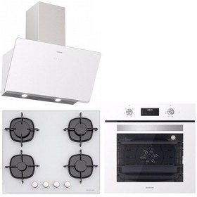 Resim Silverline BO6502W02 - CS5436W01 - 3457 Soho 60 CM Beyaz Cam Ankastre Set 