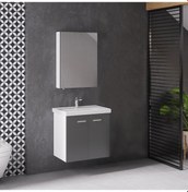 Resim Denko Terra 65 Cm Mdf Antrasit Gri Banyo Dolabı Takımı Antrasit - Gri 