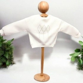 Resim Kız Çocuk Mevsimlik Pamuklu İki İplik Zincirli Sweatshirt-15447 Ekru 