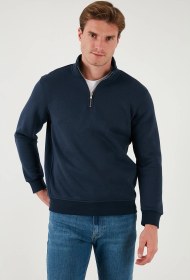 Resim Buratti Pamuklu Regular Fit Dik Yaka 2'Li Paket Erkek Sweat 59052592S2 Açık Haki-Koyu Lacivert 