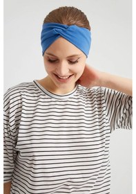 Resim Butik Çapraz Bağlamalı Kadın Bandana Saç Bandı, Kaymaz Yumuşak Esnek%100 Pamuklu Penye - Tek Ebat / Mor Mor 