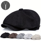 Resim 2 Paket Bir Şapka ve Bir Kolye Erkeklerin İnce Keten Beret Gatsby Ivy, Elde Yıkan/Dry Clean, Hafif, Golf Sahası, Dağcılık, Taksi Sürücüsü Şapkası için Uygun 
