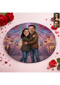 Resim Bk Gift Kişiye Özel Sevgili Karikatürlü Yuvarlak Puzzle 20x20cm -12, Sevgililer Günü Hediyesi, Sevgiliye Hediye Kobitmeyencom36165 Bk Gift 