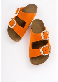 Resim Luvishoes 101 Hakiki Deri Turuncu Süet Kadın Terlik Turuncu 