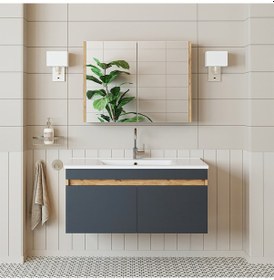 Resim Roomart '' Lavabolu '' Atlantik-antrasit Mdf 100 Cm Banyo Dolabı Atlantik - Antrasit 