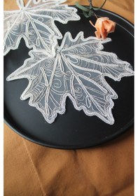 Resim Sonbahar Yaprağı Bardak Altlığı ve Kokteyl Peçete 6 Adet Altın - Krem 