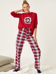 Resim Mickey Mouse Lisanslı Pamuklu Pijama Seti 