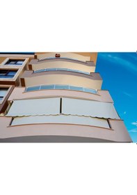 Resim Balkon Stor Perde Mavi Ve Krem Çizgili Akrilik Kumaş 200 X 230 Mavi - Krem 