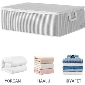 Resim Çekyat Baza Tipi Yastık Kıyafet Saklama Hurcu - Baza Altı Düzenleyici Hurç 50 X 30 X 22 Cm Gri 