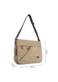 Resim Her An Organize Kanvas Kumaş 15,6 İnç Laptop Bölümlü Su Geçirmez Postacı Çanta Haki-1437 Haki 