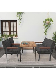 Resim Mygusi Modern Balkon, Bahçe, Cafe - Metal Kanepe Koltuk Takımı - 2+1+1 Masa Antrasit 