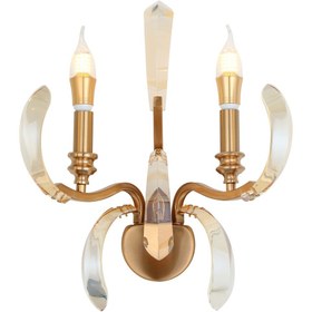 Resim Apliqa Ronja 2'li Bakır Eskitme Kristal Taşlı Yatak Başı, Salon Aplik 