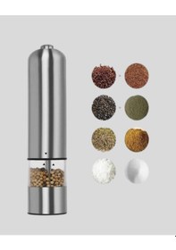 Resim Elektrikli Tuz Karabiber Değirmeni Paslanmaz Gövde, Led Işıklı Ve Ayarlanabilir Öğütme Çok Renkli 