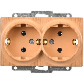 Resim Visage İkili Topraklı Priz, Akçaağaç Mekanizma + Tuşkapak 