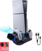 Resim Beboncool GP-521 Ps5 Slim Disk/ps5 Slim Dijital Uyumlu Soğutucu Fan Şarj Stand 