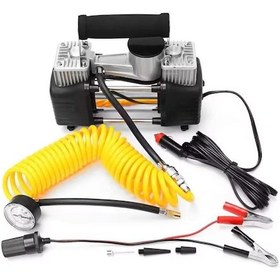 Resim Araç Oto Lastik Şişirme Kompresörü Hava Pompası Metal Çift Silindirli Profosyonel Çantalı 