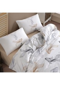 Resim Coté Blanc Barbella Kahve %100 Pamuk Tek Kişilik Nevresim Takımı 