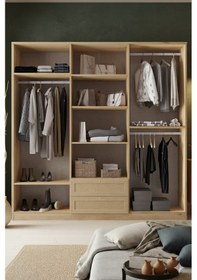 Resim Baru 6 Kapaklı 2 Çekmeceli Gardırop Kahverengi 